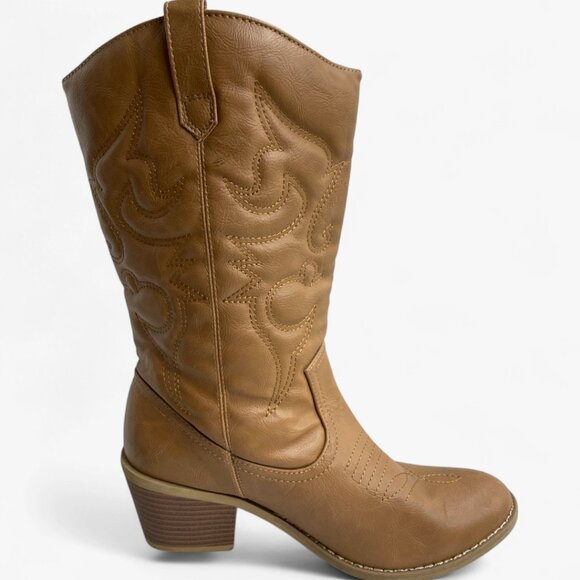 Charles Albert Women's Tan Brown Faux Leather Western Cowboy Cowgirl Size 8 - Picture 7 of 12